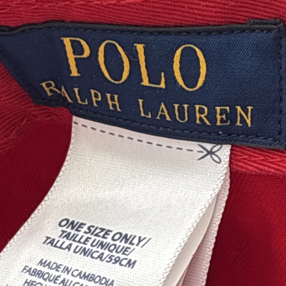 Polo Ralph Lauren Red Adjustable One Size Pony Logo Baseball Cap Hat Spell Out - Picture 6 of 11